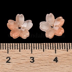 染色・加熱ガラスビーズキャップ  5  - 花びらの花  ダークオレンジ  10.5x11x4.7mm  穴：1mm&nbsp;GLAA-Z019-03K