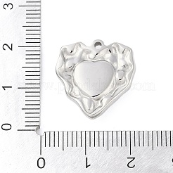 304ステンレスペンダント  ラインストーン付き  ハートチャーム  ステンレス鋼色  18.5x18x5mm  穴：1.4mm&nbsp;STAS-L022-046P-03