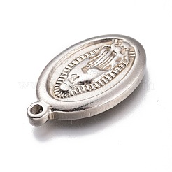 変色しない201ステンレススチールペンダント  聖母マリアとオーバル  ステンレス鋼色  23x14x3mm  穴：1.6mm&nbsp;STAS-Z019-03P