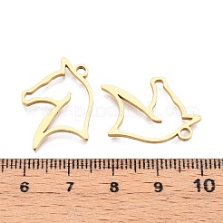 イオンプレーティング（IP）201ステンレスペンダント  馬  ニッケルフリー  18KGP本金メッキ  22x17x1.5mm  穴：1.8mm&nbsp;STAS-T063-167G