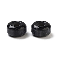 レジンヨーロピアンビーズ  大きな穴列ビーズ  ブラック  12.5x7mm  穴：5mm&nbsp;RESI-Z030-04I