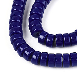 オペークソリッドカラーガラスビーズ連売り  フラットラウンド  ダークブルー  6~6.5x3~3.5mm  穴：0.8mm  約114~116個/連  14.76~14.96インチ（37.5~38cm）&nbsp;X-GLAA-N026-3x6mm-09