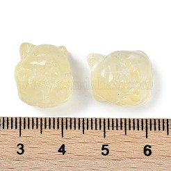透明スプレーペイントガラスビーズ  キツネ  淡いチソウ  15x14x13.5mm  穴：1.2mm&nbsp;GLAA-H035-01G