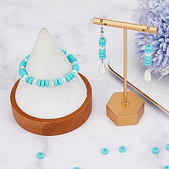 3連売り手作りポリマークレイビーズ連売り  ジュエリー工芸用品のDIY用  フラットラウンド  ミディアムターコイズ  6~7x3mm  穴：1.5mm  約113~116個/連  15.55インチ〜16.14インチ（39.5~41cm）&nbsp;CLAY-SC0001-67C
