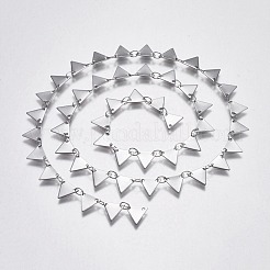 変色しにくい304ステンレススチールリンクチェーン  ハンダ付け  三角形  ステンレス鋼色  7.5x6.5x0.2mm&nbsp;CHS-I004-04P