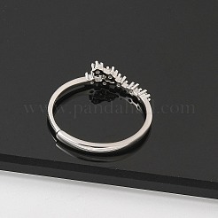 星座ロジウムメッキ 925 スターリングシルバー マイクロパヴェ クリアキュービックジルコニア 調節可能な女性用リング  レオ  5mm  内径：16mm&nbsp;RJEW-P130-01P-G