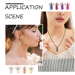 天使のアクリルイミテーションパールペンダント  ABSプラスチック模造パールとチベットスタイルの合金ウィングビーズ付き  ミックスカラー  28x18x10mm  穴：2~2.5mm  8色  4個/カラー  32個/セット&nbsp;PALLOY-TAC0047