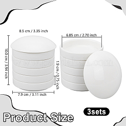 磁器インクボックス3個  インク研削用  フラットラウンド  書道用品  ホワイト  85x100mm&nbsp;AJEW-GO0005-48