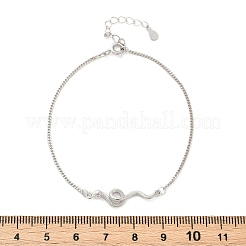 925スターリングシルバーコネクターブレスレット  女性用カーブチェーンジュエリー  ヘビ  プラチナ  6-3/8インチ（16.1cm）&nbsp;BJEW-D320-01P