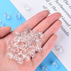 透明なアクリルビーズ  多面カット  正方形  透明  8.5x9.5x9.5mm  穴：2.5mm  約1070個/500g&nbsp;MACR-S373-51B-B12
