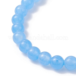 4個 4色 6.5mm 天然染めマレーシアジェイドラウンドビーズストレッチブレスレットセット（女性用）  ゴールドカラー  ミックスカラー  内径：2-1/4インチ（5.7cm）  1pc /カラー&nbsp;BJEW-JB12267