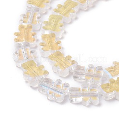 透明電気メッキガラスビーズ連売り  ABカラーメッキ  クマ  クリアAB  9~9.5x8x2.5mm  穴：0.7mm  約45個/連  16.46インチ（41.8cm）&nbsp;GLAA-F122-05F