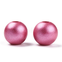 塗装天然木ビーズ  パールカラーの  穴なし/ドリルなし  ラウンド  カメリア  15mm&nbsp;WOOD-S057-071K