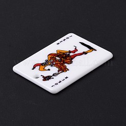 印刷されたアクリルパーツ  トランプ模様の四角形  ジョーカー  カラフル  36x25.5x2mm  穴：1.8mm&nbsp;OACR-D008-07I