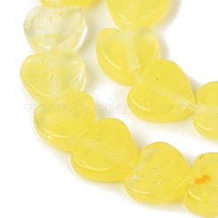 透明ガラスビーズ連売り  ハート  きいろ  5~6x6x2mm  穴：0.5~0.6mm  約68~74個/連  14.57~16.14インチ（37~41cm）&nbsp;GLAA-Q106-06A-03