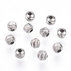 ロジウムメッキ 925 スターリングシルバー ビーズ  溝付き丸  ニッケルフリー  プラチナメッキ  2.5x2.2mm  穴：0.8mm&nbsp;STER-T004-78P-2.5mm