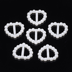 ABSプラスチック模造パールビーズバックル  ハート  乳白色  14.5x16.5x3mm  穴：4x7.5mm&nbsp;OACR-S020-35