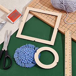 木製糸巻きプレート2個  裁縫編み物道具セット  スクエア＆リング  淡い茶色  150x150x3mm&nbsp;DIY-WH0888-026