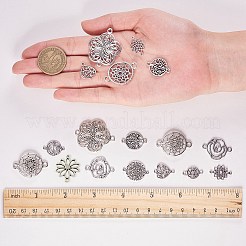 チベット風合金コネクター  混合図形  アンティークシルバー  74x72x17mm&nbsp;TIBE-SC0002-04