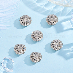 亜鉛合金カフスボタン6個  ラインストーン付き  プラチナ  花  20x18mm  穴：13mm&nbsp;BUTT-ME0001-36C