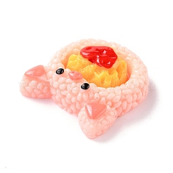 樹脂カボション  模造食品  豚の頭型の巻き寿司  桃パフ  25.5x24.5x9.5mm&nbsp;LS-CRES-P020-03C