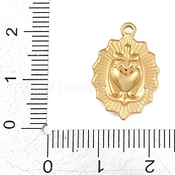 304ステンレスペンダント  神聖な心のチャーム  ゴールドカラー  21x14x3mm  穴：1.5mm&nbsp;STAS-D264-06B-G