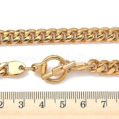 8mm 304ステンレススチール製キューバンリンクチェーン（メンズネックレス）  イオンプレーティング（ip）  18KGP本金メッキ  25.39インチ（64.5cm）&nbsp;NJEW-G193-01G