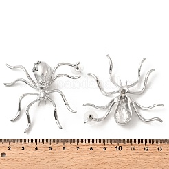 合金ラインストーンスタンドピアス  クモ  プラチナ  69x68.5mm&nbsp;EJEW-P321-01P