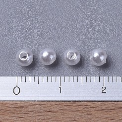 パール調アクリルビーズ  ラウンド  ホワイト  4mm  穴：1.4~1.5mm  約17000個/500g&nbsp;PACR-4D-1