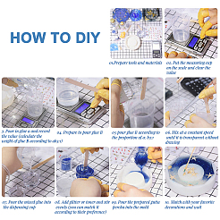 DIYペン花瓶型キット  シリコンモールド入り  計量カッププラスチック工具  プラスチック移送ピペット  白樺の木製クラフトアイスクリームスティックとラテックス指サック  ホワイト  61x69x72mm  内径：38x43mm  1 PC&nbsp;DIY-GF0003-23