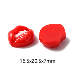 不透明な漫画の樹脂カボション  リップ  レッド  16.5x20.5x7mm&nbsp;RESI-CJC0020-14
