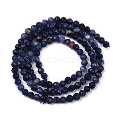 天然石ソーダライトビーズ連売り  ラウンド  多面カット  3~4mm  穴：0.6~0.8mm  約122~128個/連  15.35インチ（39cm）&nbsp;LS-G-RM2025425-A04-A