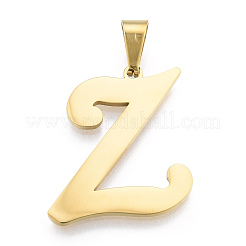 イオンプレーティング（IP）201ステンレスペンダント  a～zの文字  18KGP本金メッキ  23.5~31x17~34x1.5mm  穴：5x9mm  26個/セット&nbsp;STAS-N098-240LG