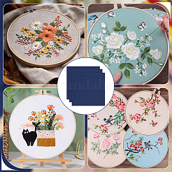 リネン生地  DIY 刺繍衣類アクセサリー用  ミッドナイトブルー  250x250x0.5mm&nbsp;DIY-WH0430-153A-09
