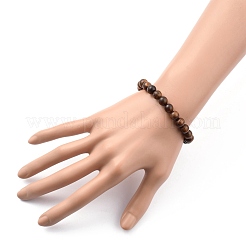 ユニセックス天然木ビーズストレッチブレスレットセット  ラウンド  ミックスカラー  内径：2-1/8インチ（5.5cm）  ビーズ：8.5mm  4個/セット&nbsp;X-BJEW-JB05463