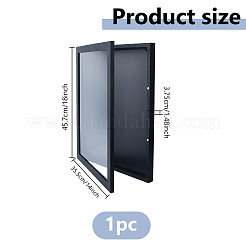 長方形の木製Tシャツディスプレイ用マグネットボックス（見える窓付き）  ブラック  45.7x35.5x3.75cm&nbsp;AJEW-WH0609-729