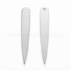 変色しにくい304ステンレススチールペンダント  ステンレス鋼色  36.5x5.5x0.8mm  穴：1.2mm&nbsp;STAS-H416-41P