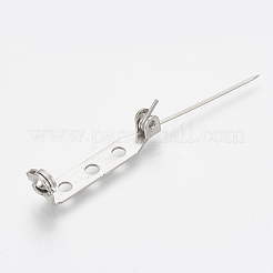 アイアン製ブローチパーツ  バックバーピン  銀  26x4.5mm  穴：2mm  ピン：0.5mm&nbsp;IFIN-S700-02A-S