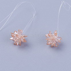 ガラス編みビーズ  花／線香花火  馬の目のチャームから成っています  桃パフ  13mm&nbsp;EGLA-L014-21F