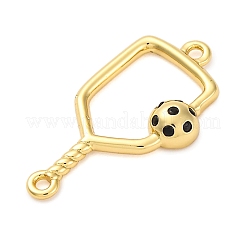 真鍮製ブラックエナメルコネクタチャーム  ピックルボール  ゴールドカラー  21x11x3mm  穴：1mm&nbsp;KK-NH0005-02G