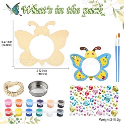 子供の工芸品のための未完成の木製の蝶の形のペットフィーダーキットをDIYします  庭 中庭 バルコニー フィーダー  ホワイト  15x13x2cm&nbsp;ST-CJ0009-3