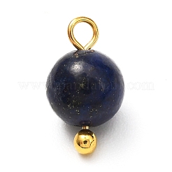 天然混合宝石チャーム  黄金の真鍮のパーツ  ラウンド  11x6.5mm  穴：1.8mm&nbsp;X-PALLOY-JF00992-01