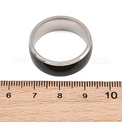 男性用304ステンレススチールエナメル指輪  ブラック  プラチナ  8.5mm  内径：21mm&nbsp;SA-CBA0CD2-03P