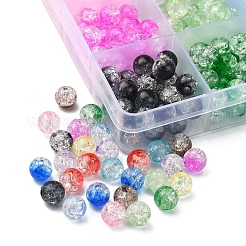 360個12色透明クラックルアクリルビーズ  ラウンド  ミックスカラー  8x7.5mm  穴：1.8mm  30個/カラー&nbsp;CACR-YW0001-02