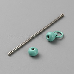 ジュエリー作り diy 工芸品用の鉄の棒ビーズキーホルダー  プラチナ  アクアマリン  7.8cm&nbsp;IFIN-SZC0005-01A-10