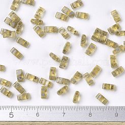 MIYUKIハーフティラビーズ  日本製シードビーズ  2の穴  (htl4502) 透明ダークトパーズ ピカソ  5x2.3x1.9mm  穴：0.8mm  約12500個/500g&nbsp;SEED-MY05-HTL4502