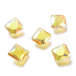 ガラスラインストーンチャーム  多面カット  正方形/ひし形  ミックスカラー  20x20x7.5mm  穴：1.6mm&nbsp;RGLA-A024-I01-M1