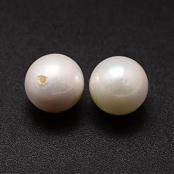 シェルパールビーズ  ラウンド  グレードA  片穴  ホワイト  12mm  穴：1.2mm&nbsp;BSHE-L031-01-12mm
