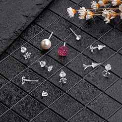 120 スタイルのちょう結び & ハート & クローバー & 花 & フラット ラウンド プラスチック スタッド イヤリング 6 個  耳ナッツ  透明  4~12x4~6.5mm  ピン：0.8mm  20個/スタイル&nbsp;DIY-SZ0008-98