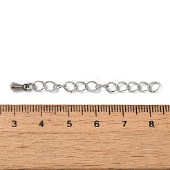 変色防止304ステンレススチールチェーンエクステンダー  ドロップ  ステンレス鋼色  56x4mm  ドロップ：7x3mm&nbsp;STAS-P204-03P